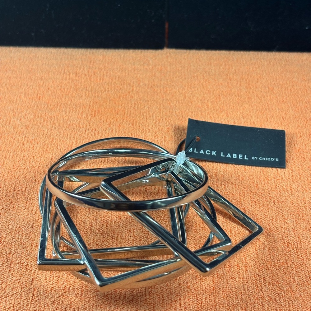Chico’s Silver Geometric Bangle Set - Silver